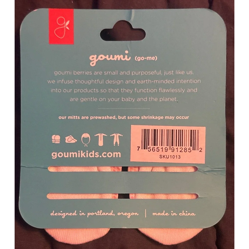 NEW Goumi Preemie Stay-On Baby Mitts Organic Bamboo Scratch Protection 3-6 lb